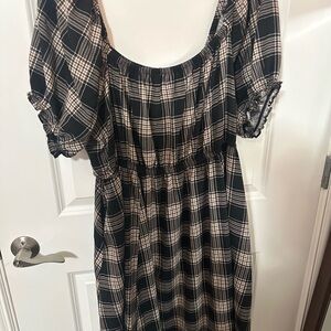 Plaid Puff Sleeve Dress